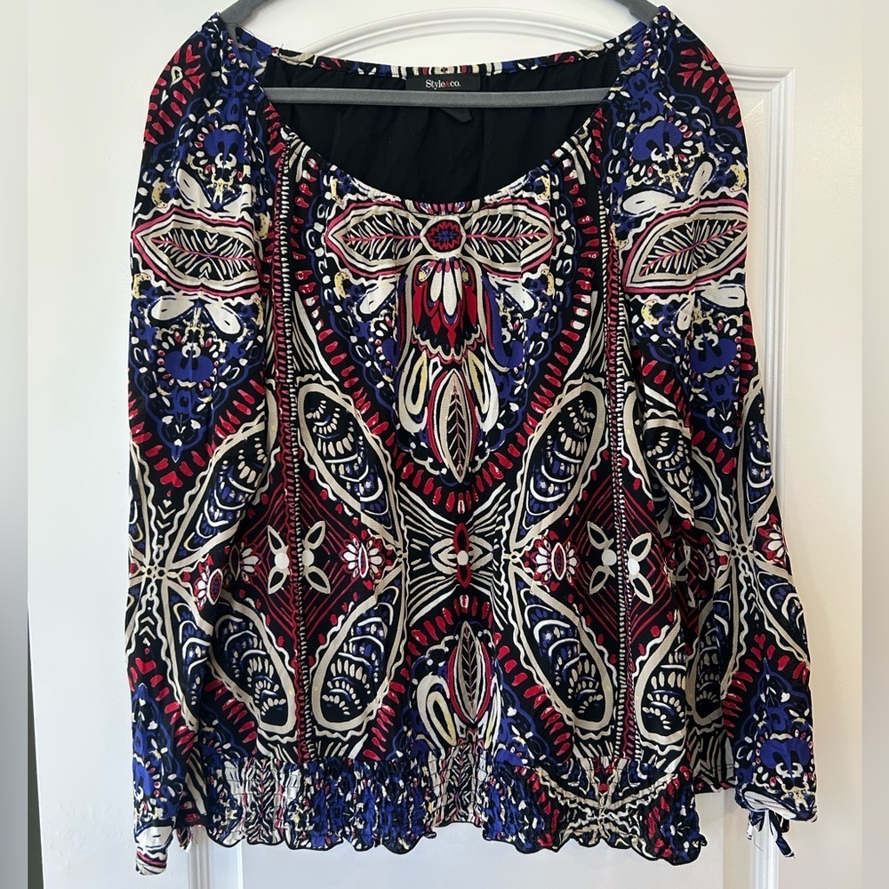 EUC Style & Co. Women’s Long Sleeve Blouse With Elastic Waist